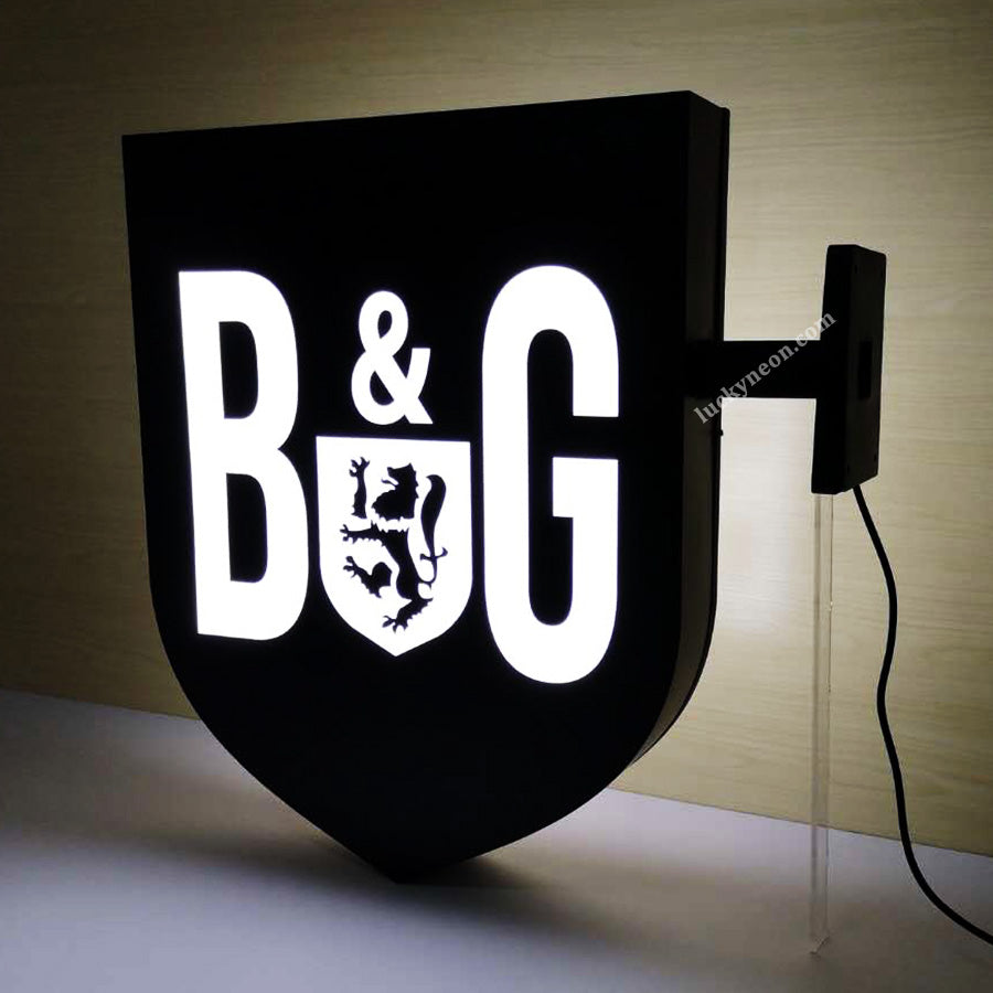 Custom Illuminated Blade Sign - Business Metal Light Box Sign with Bracket