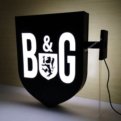 Custom Illuminated Blade Sign - Business Metal Light Box Sign with Bracket