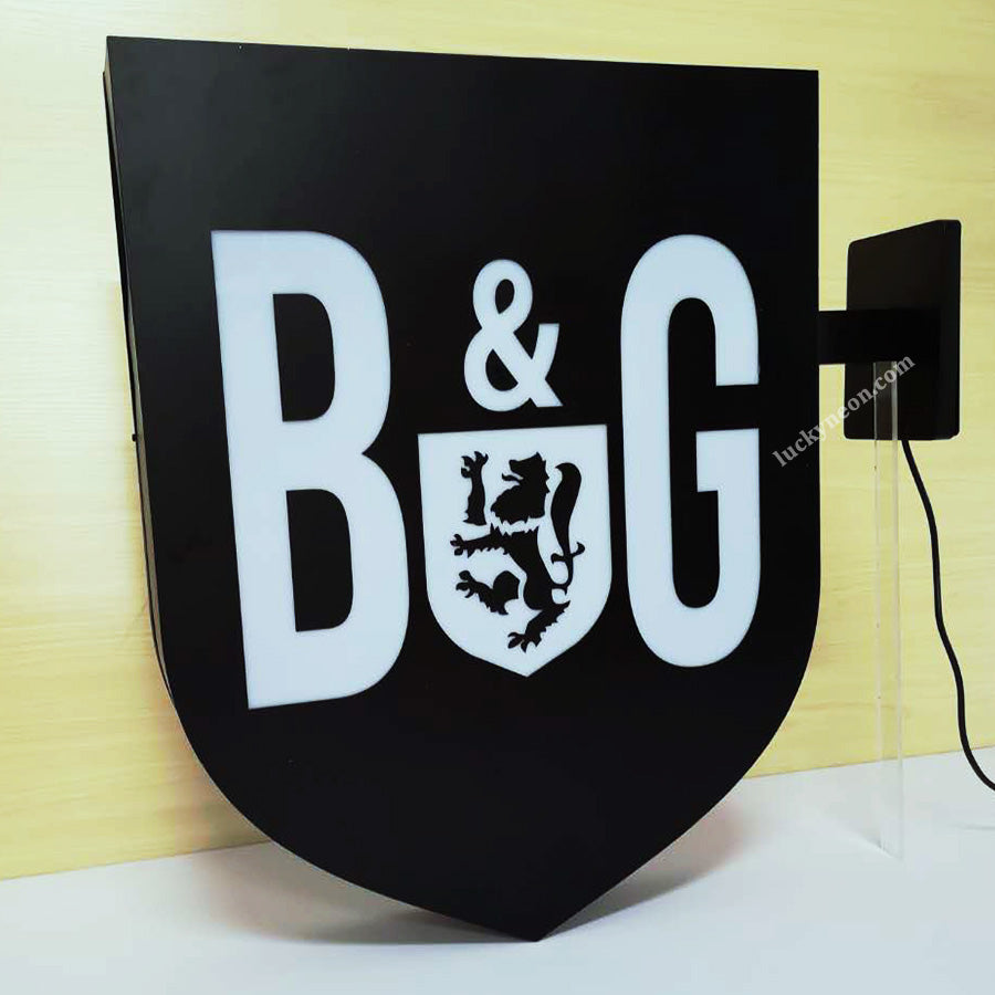 Custom Illuminated Blade Sign - Business Metal Light Box Sign with Bracket