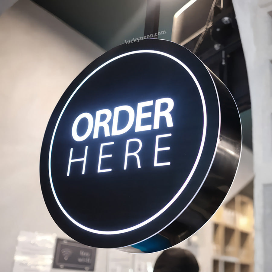 Custom Illuminated Blade Sign - Business Metal Light Box Sign with Bracket
