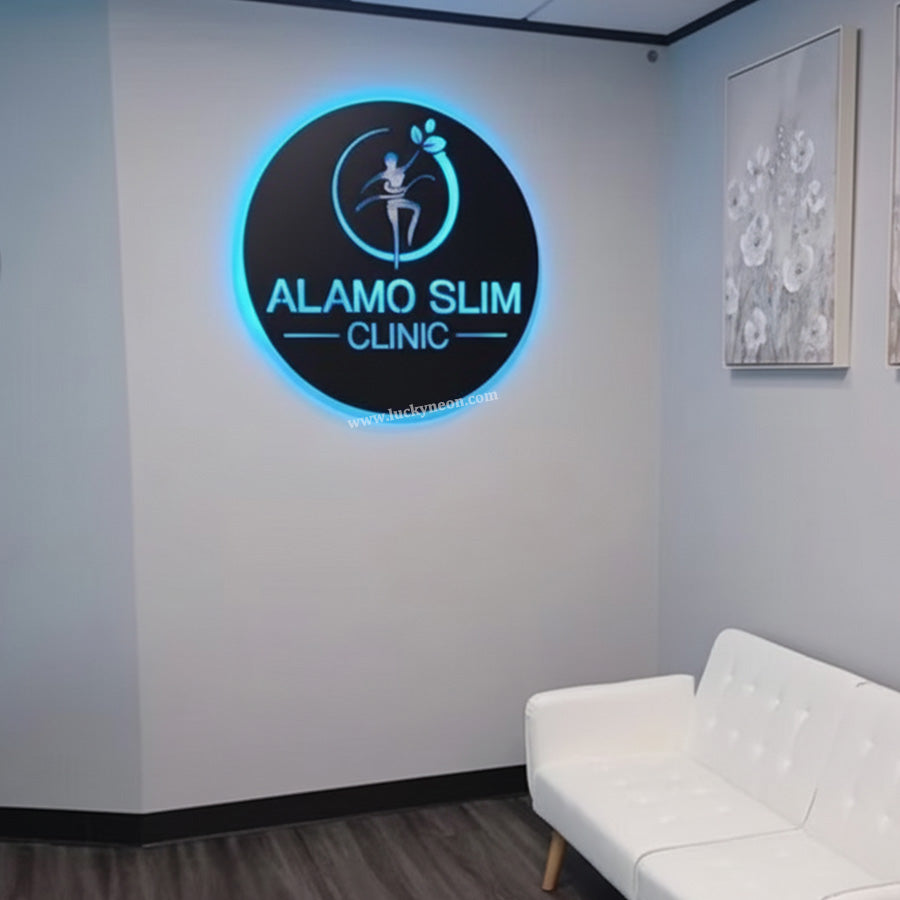 Custom Backlit Laser-Cut Metal Wall Sign for Interior & Business Decor