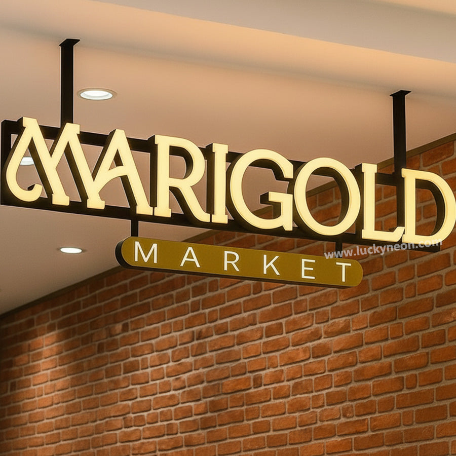 Custom 3D Front-Lit Ceiling Sign | Ceiling Hanging Sign for Storefront & Shop Window