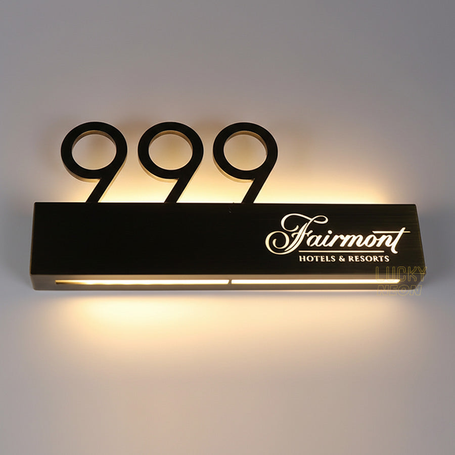 Custom LED Metal Hotel Door Signs - Illuminated Room Numbers