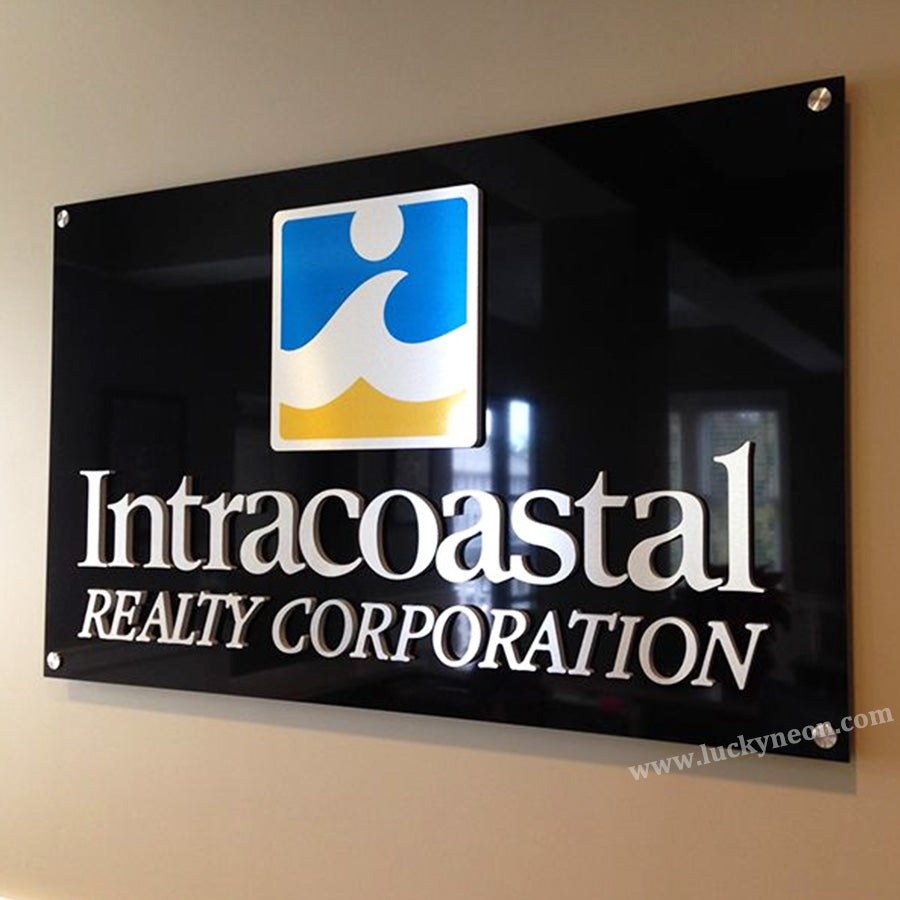 Signage With Back Panel 3D Letters Mounted on Backer Panel - Custom Business Wall & Lobby Sign ...