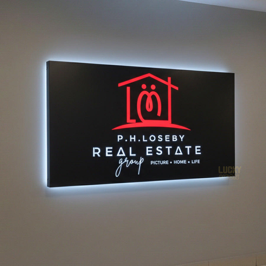 Reception Area Custom Illuminated Wall logo Sign, Metal Backlit Sign ...