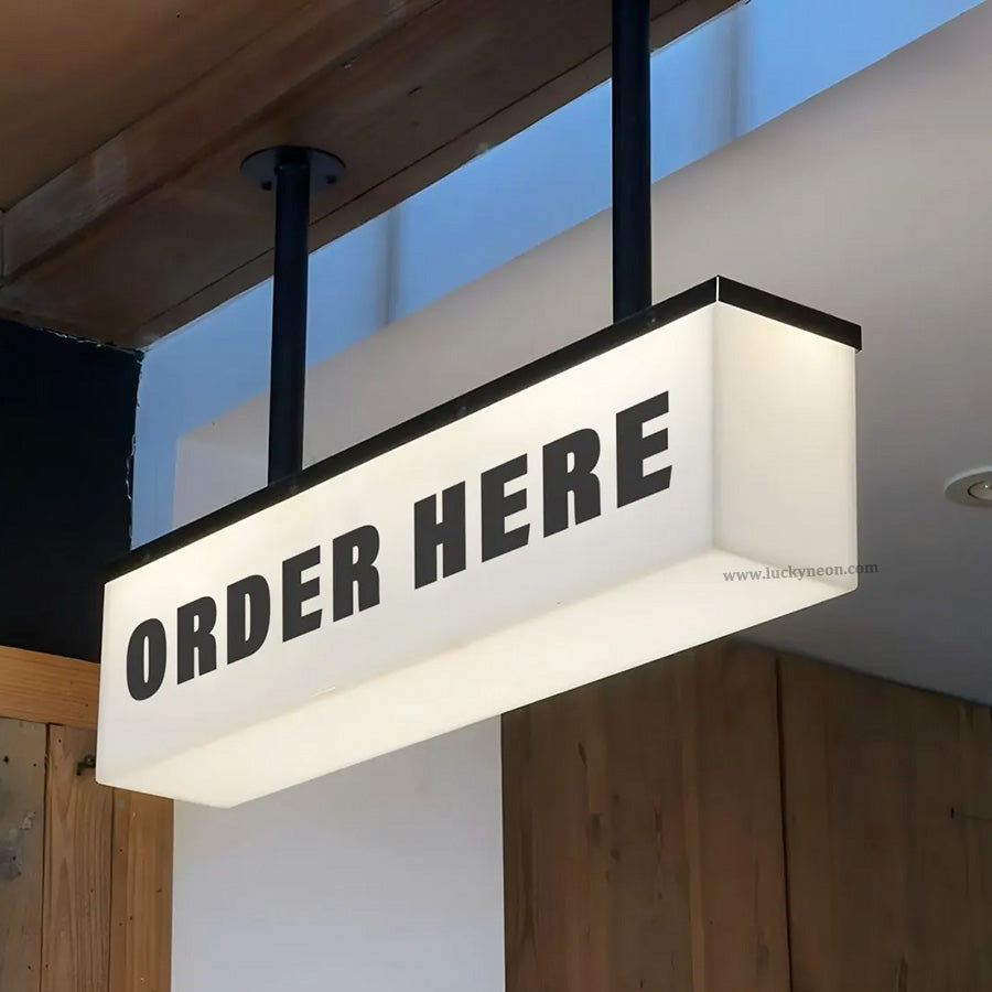 Custom Suspended Acrylic Light Box Sign - Storefront & Indoor Spaces