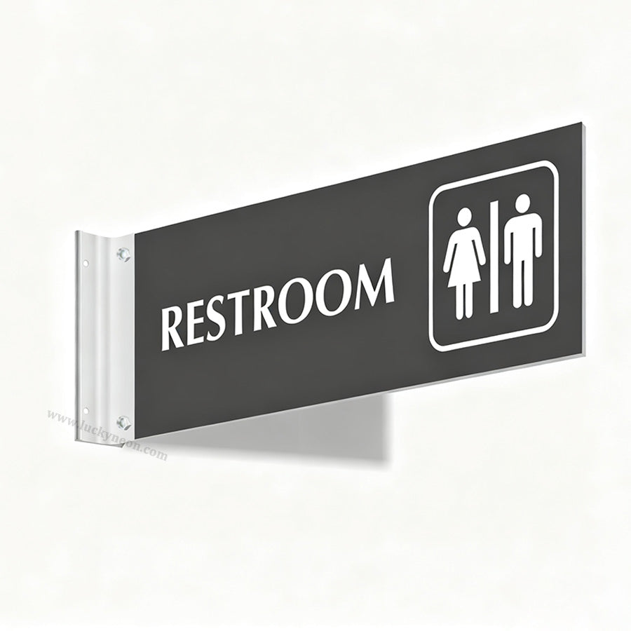 Custom Restroom Projecting Corridor Sign with Bracket Kit
