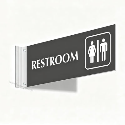 Custom Restroom Projecting Corridor Sign with Bracket Kit