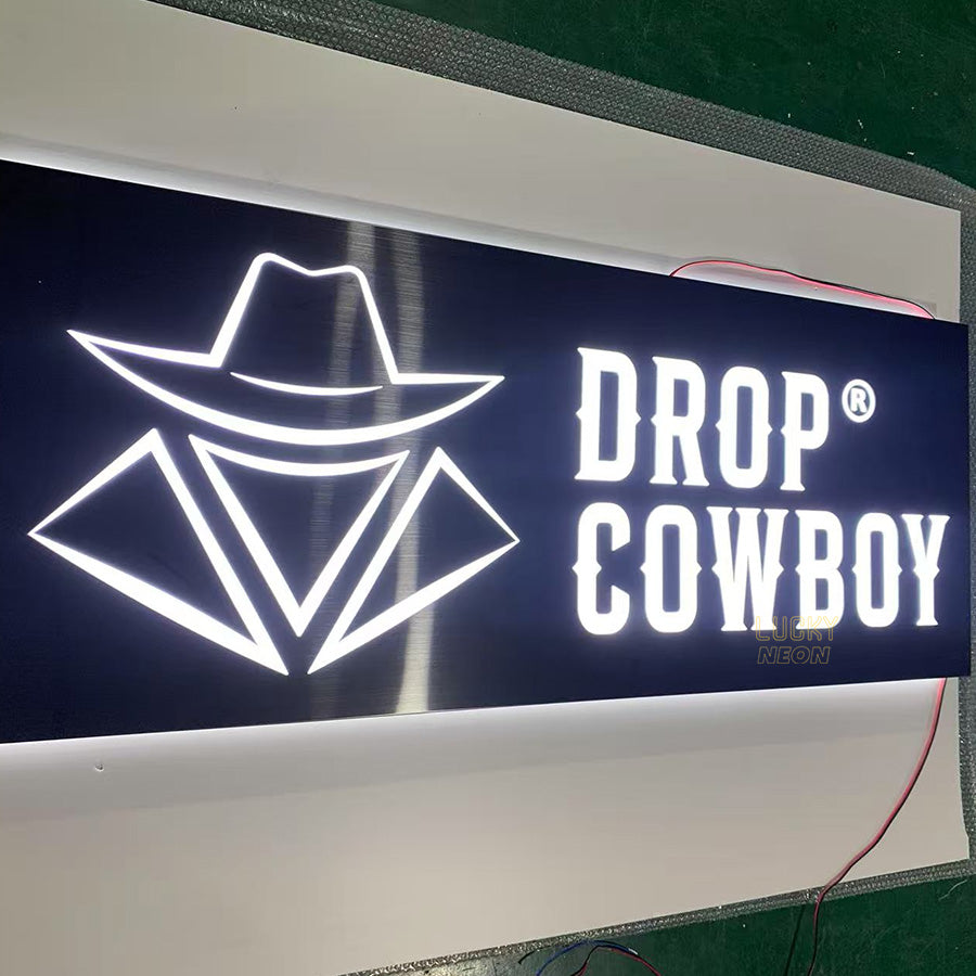 Raised Box Led Sign Custom Metal Backlit Light Box Sign - Modern LED Wall Sign for Business ...