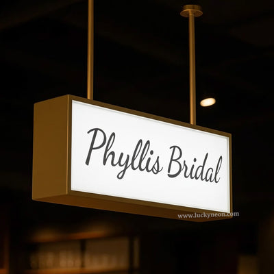 Custom Indoor Suspended Metal Lightbox Sign with UV-Printed Logo for Business