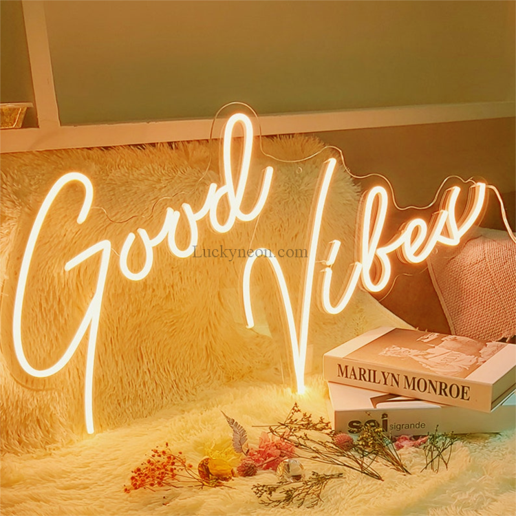 good vibes neon light sign for wall, wedding, room