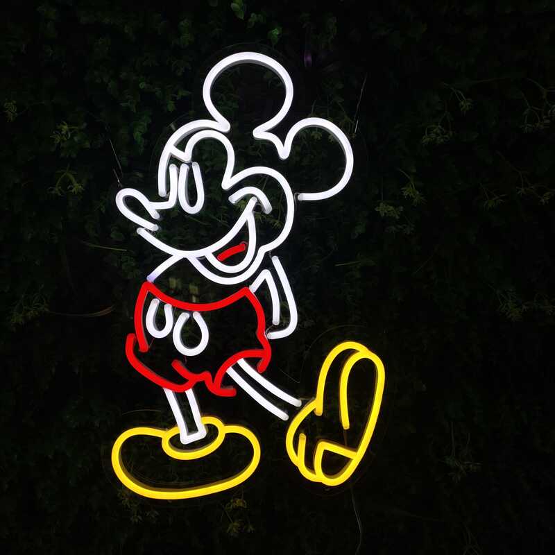 Mickey mouse neon sign, Mickey neon light sign, Led neon sign, Neon sign