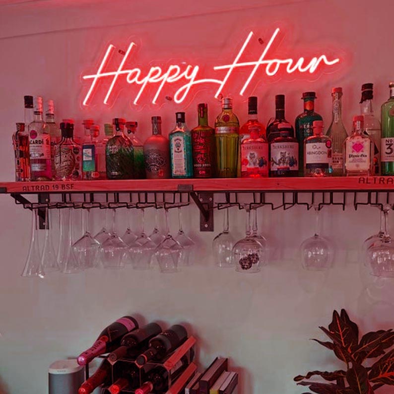 Happy Hour Led Signs Cocktails Happy Hour Neon Sign for bar, man cave neon sign – LUCKYNEON