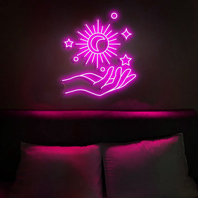 Space Hand Neon Sign, Space neon sign