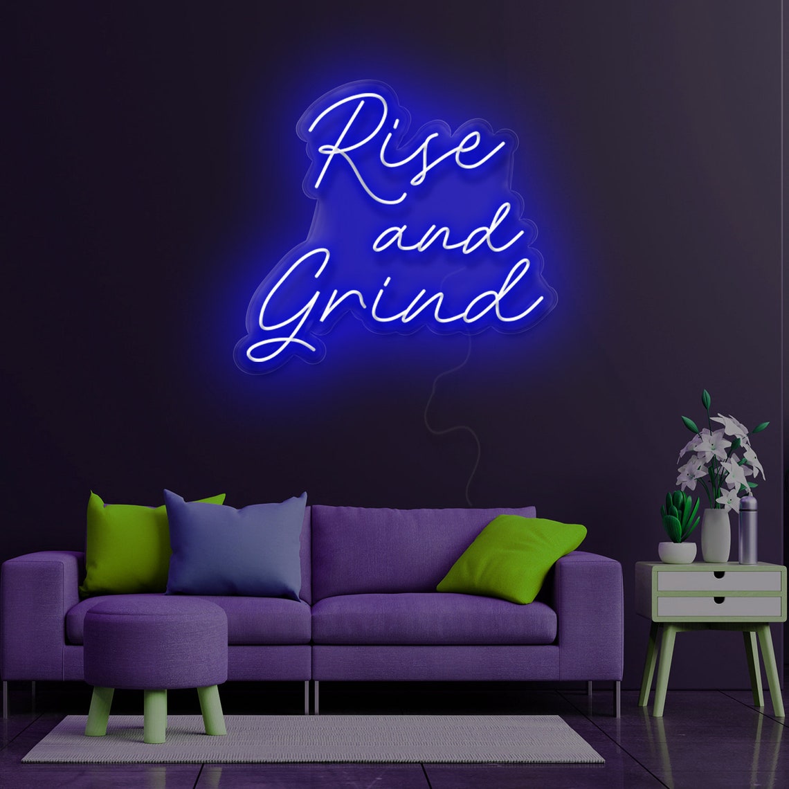 Rise & Grind custom neon sign