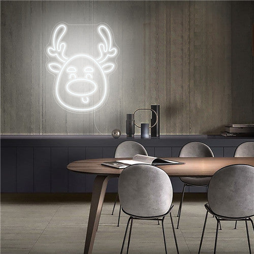 Cold White Elk Neon Sign