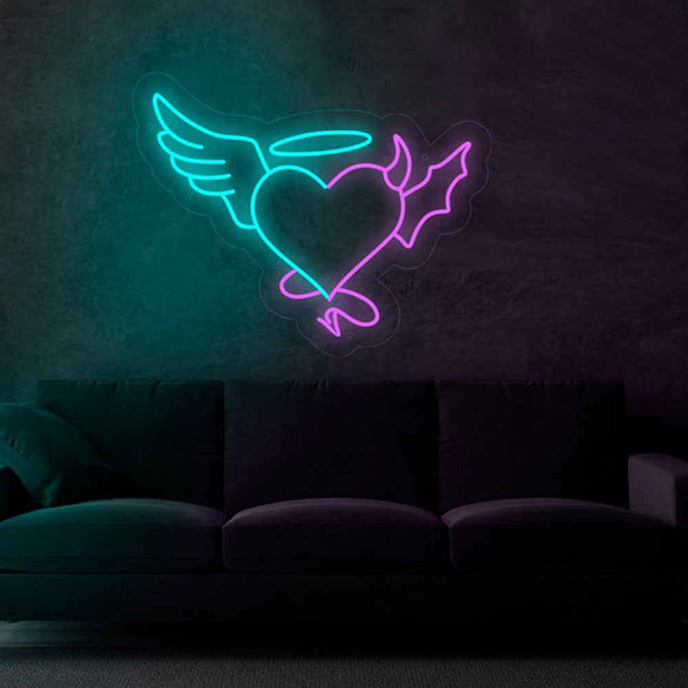 devil neon signs, angel neon signs, angel and devil neon light for wall