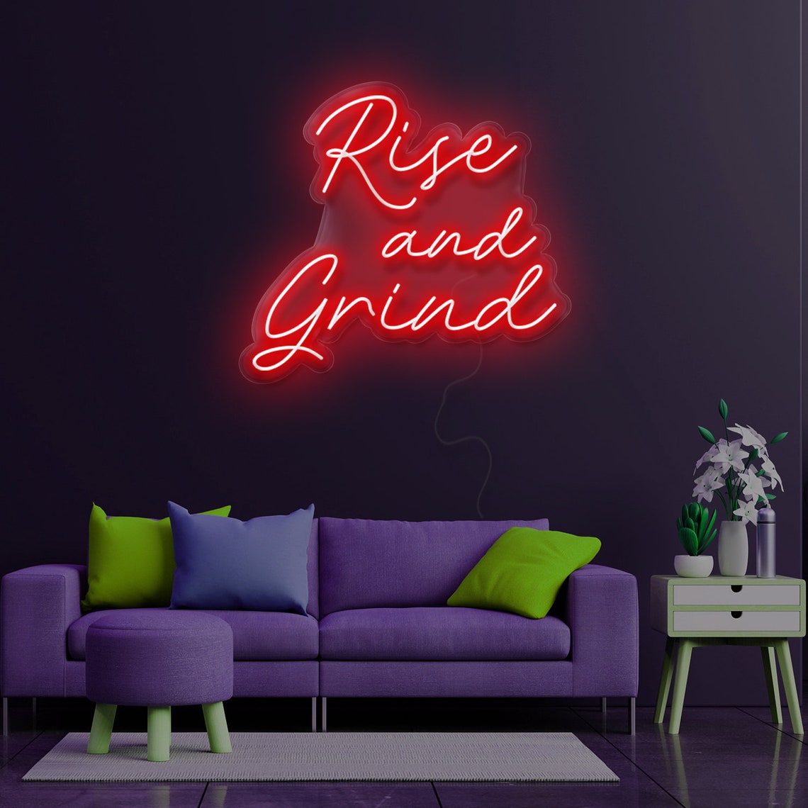 Grind And Hustle led neon bedroom decor sign