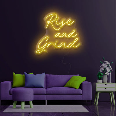 Rise and Grind Neon Sign, Custom Neon Sign, LED Neon Light Sign, Motivational wall décor