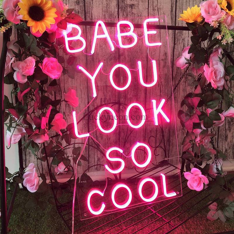 Babe You Look So Cool Sign, Gym Sign, Wall Sign Neon, Phrases Neon Sign, Bedroom Sign, Beauty Shop Sign, Neon Wall Decor, Unique Gift