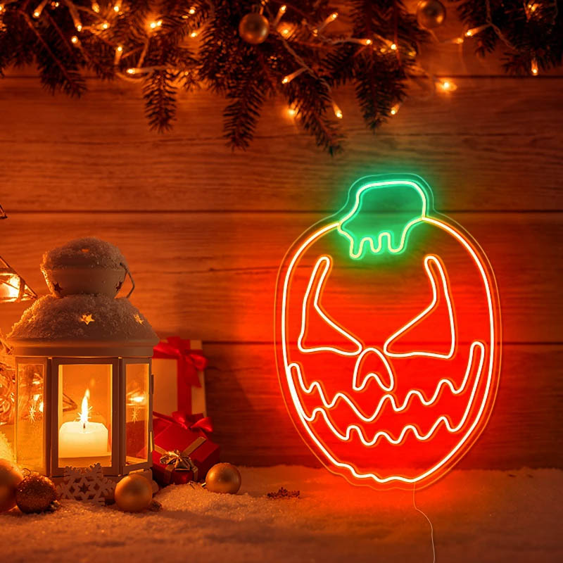 Pumpkin Witch Hat Neon Sign, Halloween Neon Signs