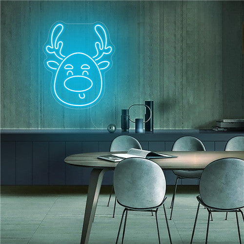 Ice Blue Elk Neon Sign