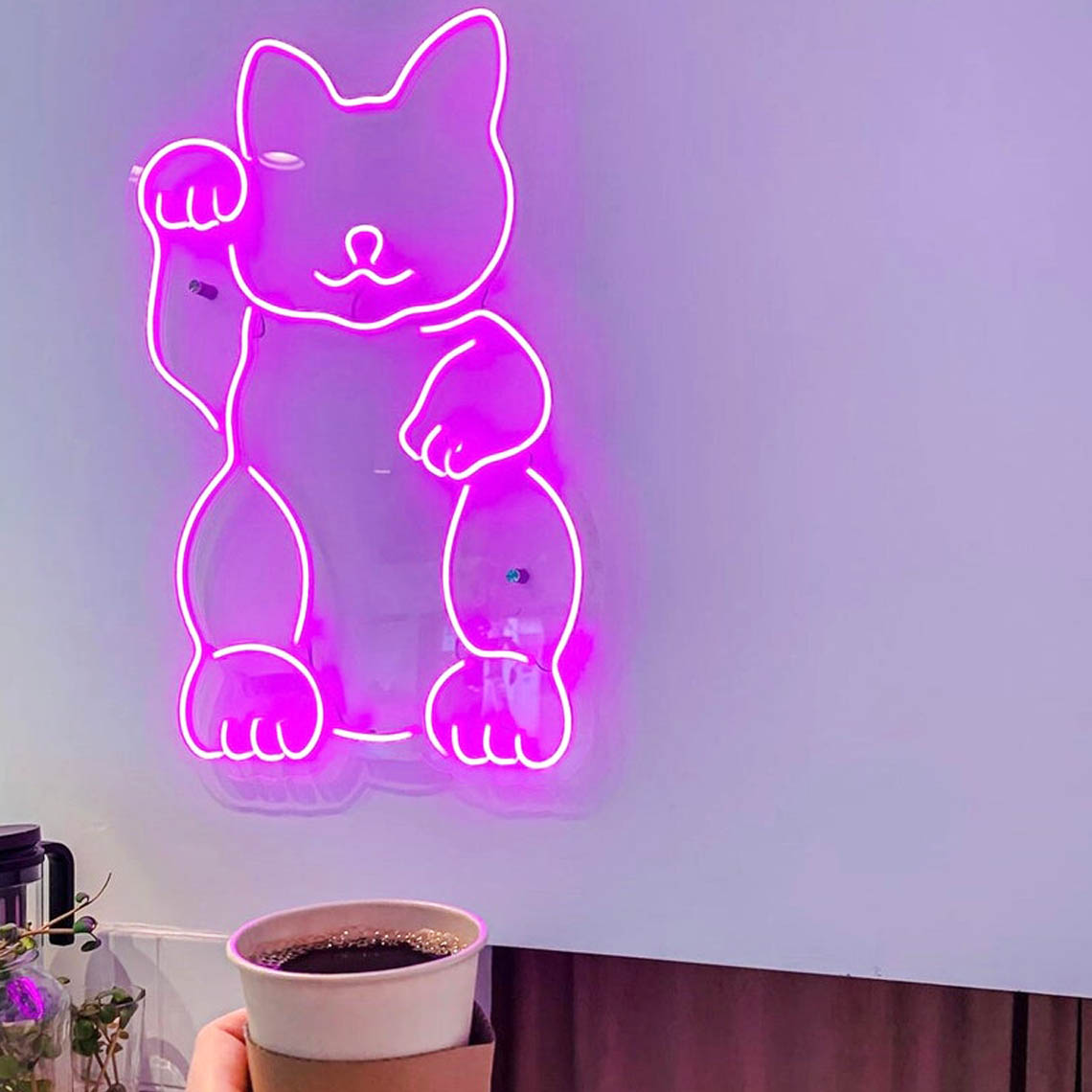 Lucky Cat Neon Sign for Business,  Maneki neko Led Sign for Bar, Cafe, Restaurant Office Shop Store Bedroom