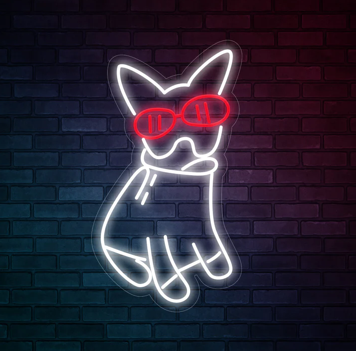 Glasses Bulldog - LED Neon Signs