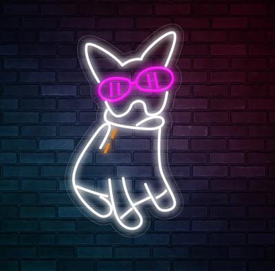Glasses Bulldog - LED Neon Signs
