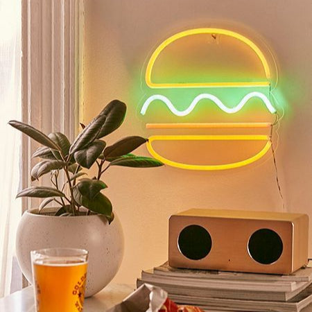 Burger Neon Sign, food neon sign, hamburger neon sign for resturant ...