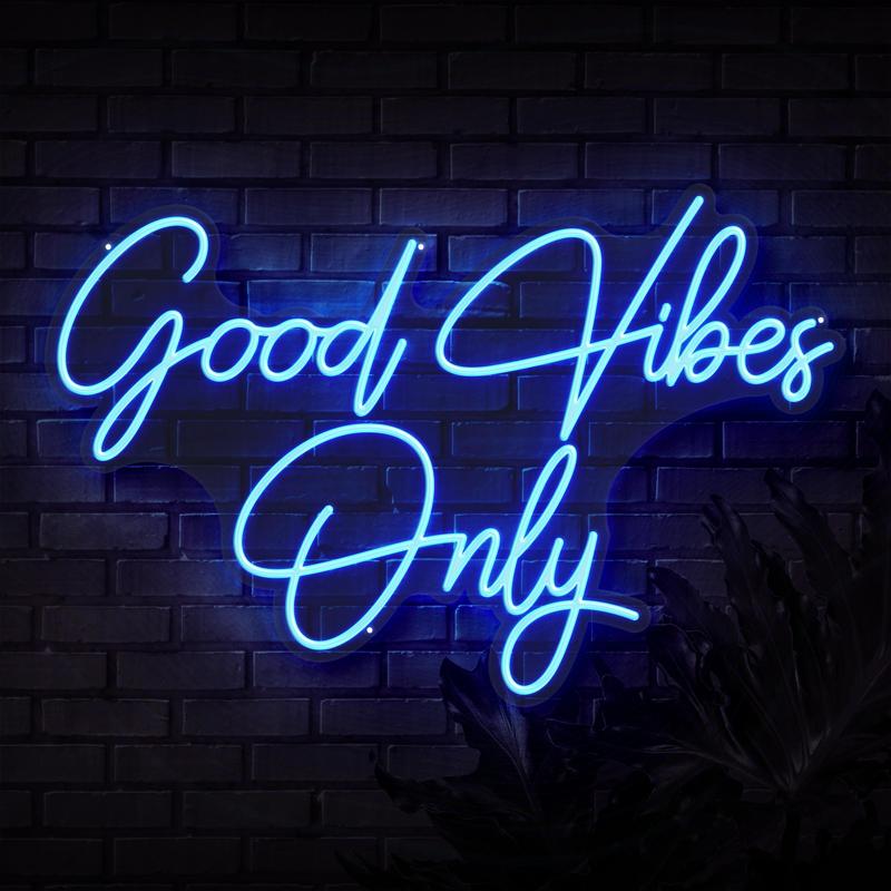 purple neon sign for room good vibes only neon light