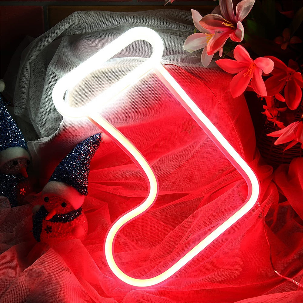  Acrylic Christmas Neon Light Decor Neon Lamp Christmas Socks Acrylic Neon Sign