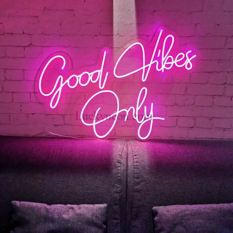 pink good vibes only neon sign light for wall