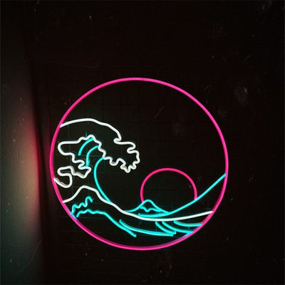 Ocean Wave in circle Neon Sign sea Led ocean Art Light Sign
