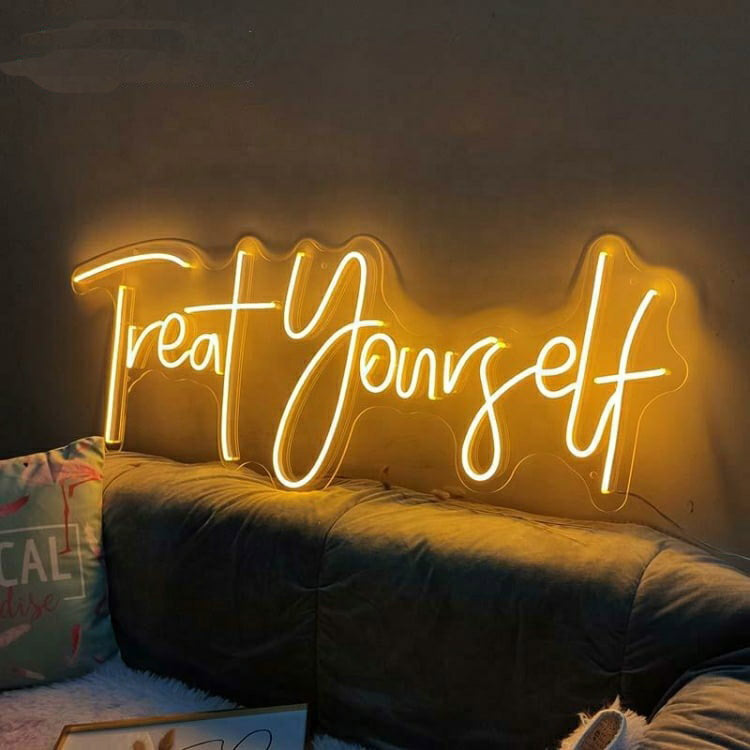 Treat Yourself, Neon Sign for Wall, Bedroom, Home,Decor, Warm White Neon Sign