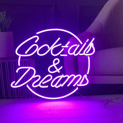 Cocktails and dreams neon sign,Cocktails and dreams sign,Cocktails and dreams led sign,Cocktails neon sign,Bar neon sign,Bar led sign