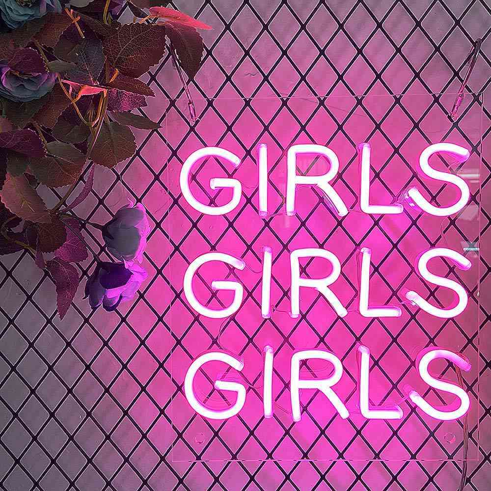 GIRLS GIRLS GIRLS Led Neon Art Sign Light Lamp Illuminate Shop Office Living Room Interior Design Custom