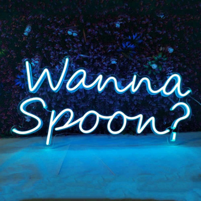 Wanna Spoon? - LED Neon Sign