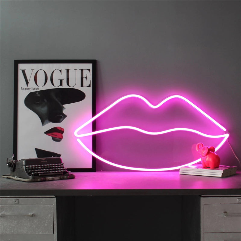Pink Lips LED Neon Sign red lips neon light