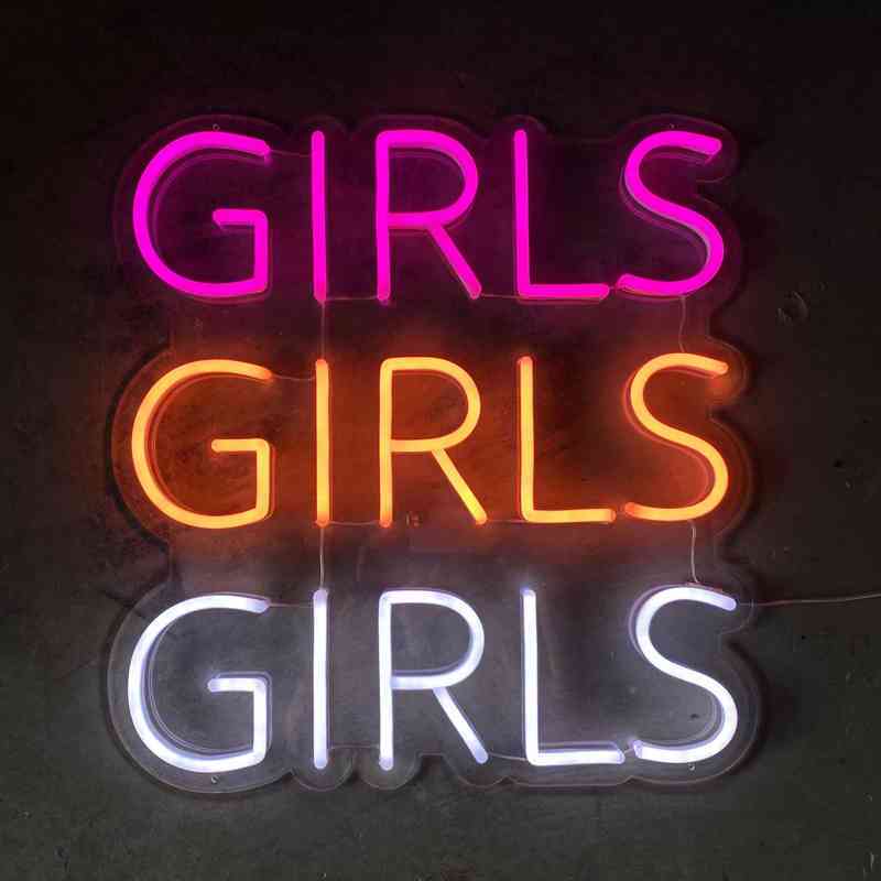 Girls Girls Girls Pink Wall Decor Neon Sign