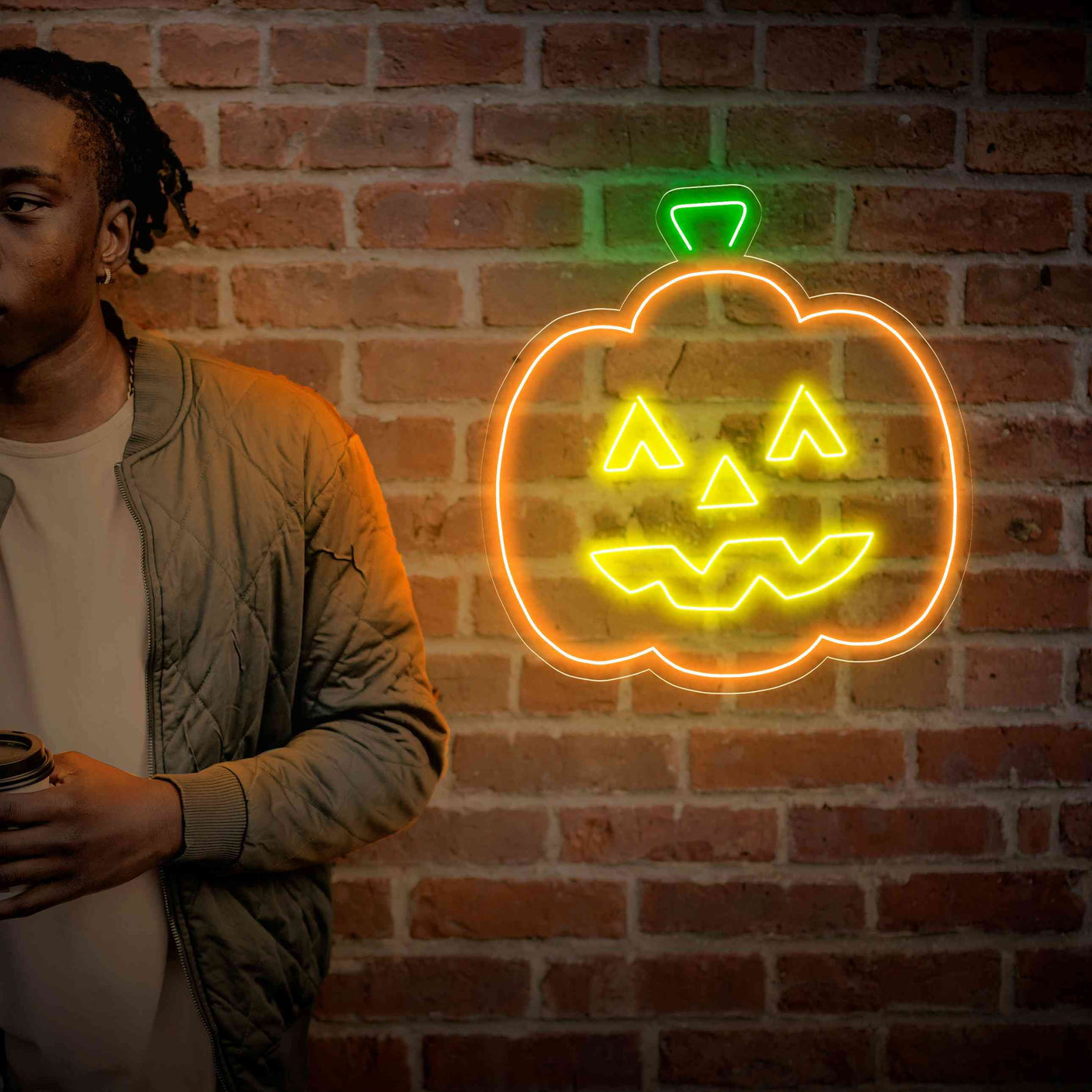 Yellow Pumpkin LED Neon Sign | Spooky Halloween Light Decor | Pumpkin Neon Lamp