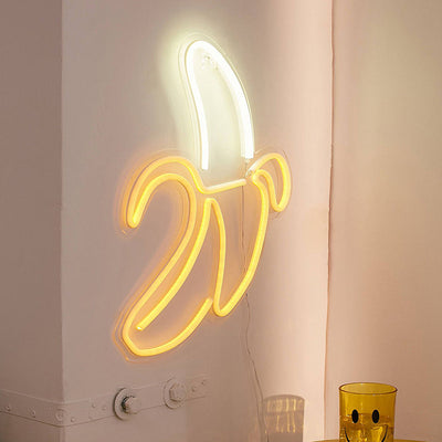 yellow banana neon sign for kitchen