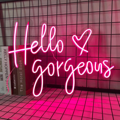 Hello Gorgeous led neon sign Unique wedding gift for sister Neon wedding backdrop sign Neon wall hanging decor