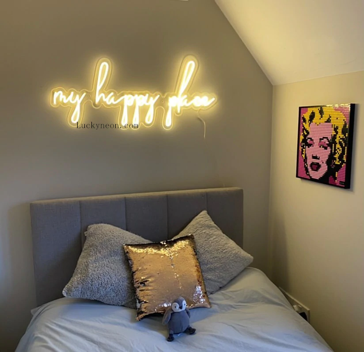 My happy place yellow pillow hot sale