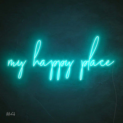 My Happy Place Hanging Neon Wall Art Sign for Party Wedding Home Decor Kid Bedroom Bar