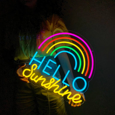 Hello Sunshine Neon Sign, Word Art Light Sign Decoration For Bedroom