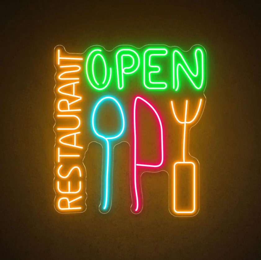 Restaurant Open Shop Fork - LED Neon Signs