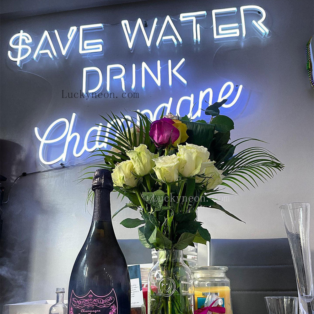 Save Water Drink Champagne - Neon Sign