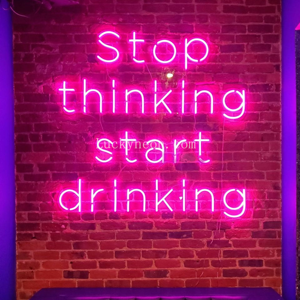 Thinging Sign Bar Sign Pink LED Neon Sign - USB Powered Bar Wall Decor For Home ...