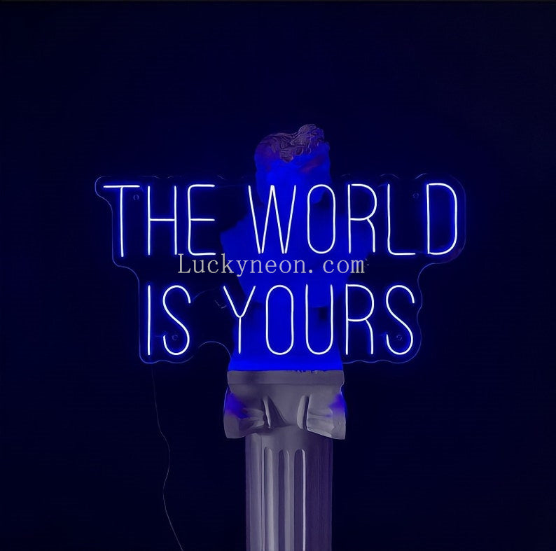 The World Is Yours Scarface Led Neon Light Sign , Man Cave Game Room Bar